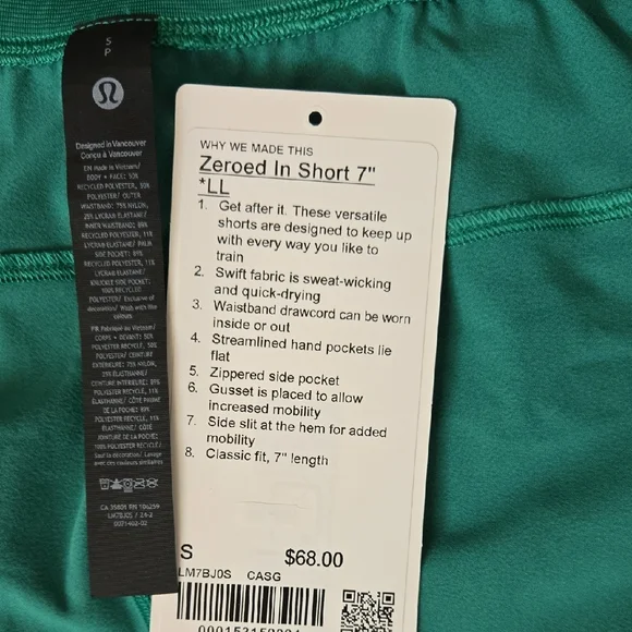 Lululemon Men's 7" Zeroed In Linerless Short Small Green. Worn once. EUC - Picture 4 of 5